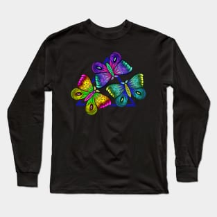 Neon Moths in a Triangle Pattern Long Sleeve T-Shirt